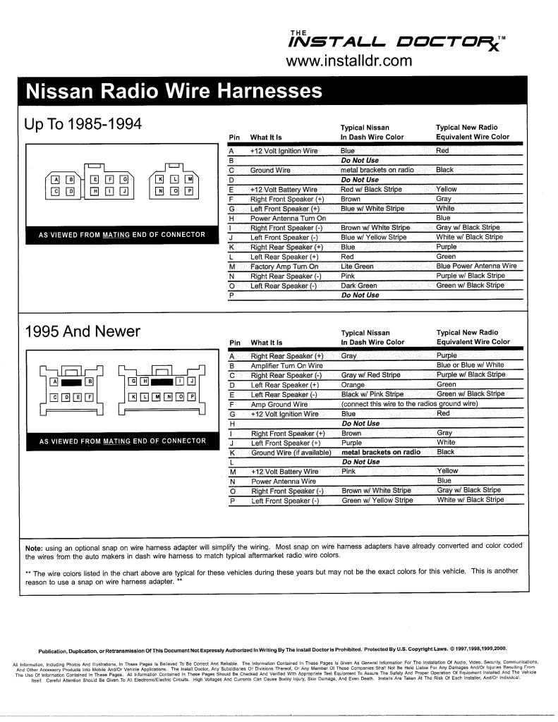 2000 Nissan Maxima Radio Wiring Diagram